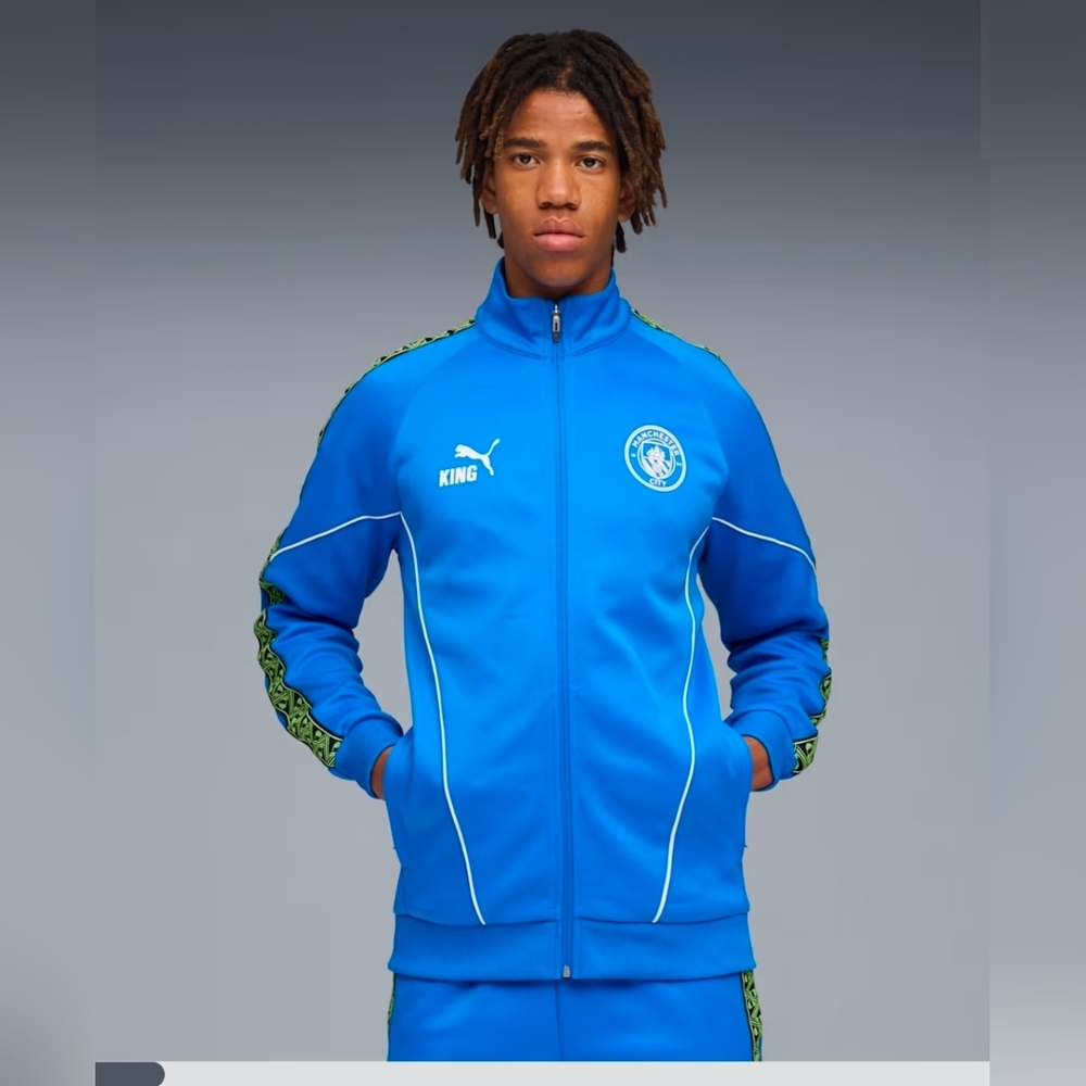Puma Manchester City KING Anthem Men's Soccer Slim Fit Full Zip Jacket Blue